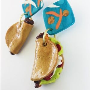 Retro Kitsch “Taco” Polymer Clay Earrings